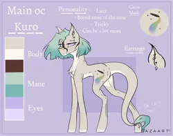 Size: 1272x1000 | Tagged: safe, artist:thelazyponyy, derpibooru import, oc, oc:kuro, unofficial characters only, earth pony, pony, chest fluff, ear fluff, ear piercing, earring, image, jewelry, jpeg, leonine tail, piercing, reference sheet, solo, tail