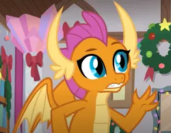 Size: 683x533 | Tagged: safe, derpibooru import, screencap, smolder, dragon, the hearth's warming club, cropped, dragoness, female, image, png, solo, spread wings, wings