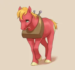 Size: 2829x2661 | Tagged: safe, artist:aquaticvibes, derpibooru import, big macintosh, earth pony, pony, big macintosh's yoke, freckles, horse collar, image, male, png, raised hoof, solo, stallion, straw in mouth