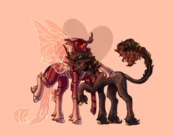 Size: 1280x1008 | Tagged: safe, artist:gowguo, oc, unofficial characters only, changeling, pony, clothes, colored hooves, commission, duo, glasses, hug, image, jpeg, leonine tail, male, scarf, stallion, unshorn fetlocks