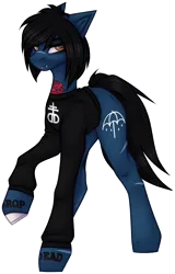 Size: 1680x2619 | Tagged: safe, artist:ouijaa, derpibooru import, oc, ponified, ponified:oliver sykes, earth pony, pony, undead, zombie, zombie pony, bone, bring me the horizon, clothes, commission, fangs, image, long sleeves, male, png, scar, simple background, solo, stallion, stitches, tattoo, transparent background