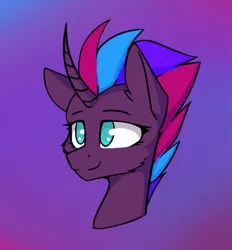 Size: 640x691 | Tagged: safe, artist:danger_above, derpibooru import, oc, oc:cmdrtempest, pony, unicorn, curved horn, cute, fluffy, horn, image, looking at each other, looking at someone, png, simple background, solo