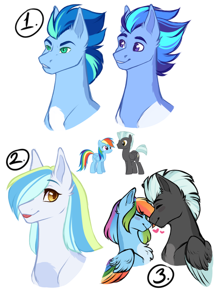 Size: 1400x1900 | Tagged: safe, artist:purplegrim40, derpibooru import, rainbow dash, oc, pegasus, pony, bust, female, image, male, mare, offspring, parent:rainbow dash, parent:thunderlane, parents:thunderdash, pegasus oc, png, smiling, stallion, wings