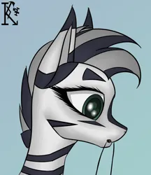 Size: 1150x1330 | Tagged: safe, artist:kirov, derpibooru import, oc, unofficial characters only, zebra, bucket, female, gradient background, green eyes, image, mare, png, sketch, solo, striped mane, stripes, white coat, zebra oc