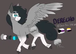Size: 2224x1594 | Tagged: safe, artist:maplefr0st, derpibooru import, oc, donkey, hybrid, pegasus, androgynous, best pone, big ears, blue eyes, character concept, demisexual, demisexual pride flag, eyelashes, facial hair, gray, image, long mane, nonbinary, nonbinary pride flag, png, pone, pride, pride flag, white