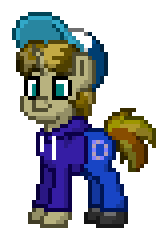 Size: 168x240 | Tagged: safe, artist:dematrix, derpibooru import, oc, oc:demian colton, pony, unicorn, pony town, cap, clothes, hat, image, male, pixel art, png, simple background, stallion, transparent background