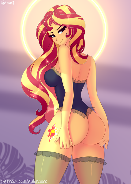 Size: 2140x3000 | Tagged: suggestive, artist:xjenn9, derpibooru import, sunset shimmer, equestria girls, commission, image, png, solo, ych example, your character here