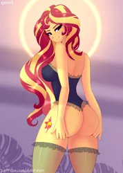 Size: 2140x3000 | Tagged: suggestive, artist:xjenn9, derpibooru import, sunset shimmer, equestria girls, commission, image, png, solo, ych example, your character here