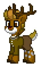 Size: 144x236 | Tagged: safe, artist:dematrix, derpibooru import, oc, oc:johndeere stagfael, unofficial characters only, deer, pony, pony town, clothes, image, male, pixel art, png, simple background, solo, stag, transparent background