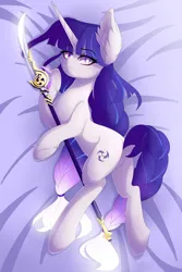 Size: 1280x1920 | Tagged: safe, artist:natanvok, derpibooru import, ponified, pony, unicorn, butt, genshin impact, image, jpeg, naginata, plot, raiden shogun, solo