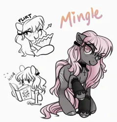 Size: 3133x3281 | Tagged: safe, artist:opalacorn, derpibooru import, oc, oc:mingle, unofficial characters only, earth pony, pony, book, candle, floating heart, goth, heart, image, jpeg, one eye closed, simple background, solo, wink