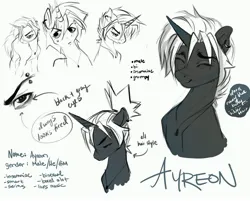 Size: 4096x3299 | Tagged: safe, artist:opalacorn, derpibooru import, oc, oc:ayreon, unofficial characters only, pony, unicorn, ear piercing, earring, eyebrow piercing, image, jewelry, jpeg, male, piercing, reference sheet, solo, stallion