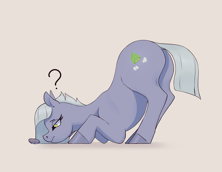 Size: 3377x2619 | Tagged: safe, artist:aquaticvibes, derpibooru import, limestone pie, earth pony, pony, curious, face down ass up, female, image, mare, png, question mark, rock, solo, solo female