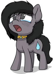 Size: 720x1002 | Tagged: safe, artist:smoldix, derpibooru import, edit, oc, oc:anonfilly, unofficial characters only, earth pony, pony, blushing, crying, emoticlone, female, filly, foal, gray eyes, image, jewelry, looking up, necklace, open mouth, png, sad, shadow, simple background, teardrop, transparent background