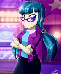 Size: 1784x2163 | Tagged: safe, artist:the-butch-x, derpibooru import, juniper montage, equestria girls, glasses, image, looking at you, open mouth, open smile, png, smiling, smiling at you