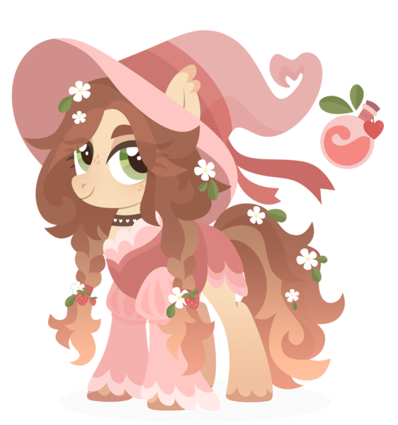 Size: 1024x1093 | Tagged: safe, artist:kabuvee, derpibooru import, oc, earth pony, pony, clothes, dress, female, hat, image, mare, png, simple background, solo, transparent background, witch hat