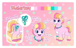 Size: 1877x1198 | Tagged: safe, artist:malarkey, derpibooru import, oc, oc:malarkey, unofficial characters only, earth pony, pony, bandaid, chains, earth pony oc, g5, image, male, png, ponysona, reference sheet, tooth gap