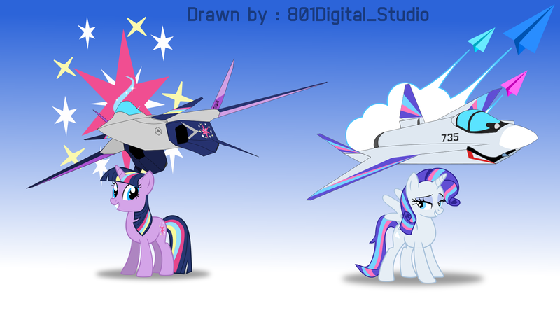 Size: 1978x1112 | Tagged: safe, artist:aryatheeditor, artist:rarity3257, derpibooru import, oc, oc:nightfall sparkle, oc:stardust falken, alicorn, pony, unicorn, ace combat, image, jet, jet fighter, photo, png, sukhoi, xfa-27