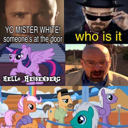 Size: 500x500 | Tagged: safe, derpibooru import, editor:ponk pone, heisenbuck, twilight sparkle, twilight sparkle (alicorn), ponified, alicorn, pony, grannies gone wild, viva las pegasus, + heisenberg, breaking bad, heisenberg, image, jpeg, meme, walter white