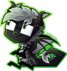 Size: 1570x1657 | Tagged: safe, artist:amberpone, derpibooru import, oc, oc:carl, unofficial characters only, dracony, dragon, hybrid, pony, commission, digital art, dragon tail, dragon wings, full body, glasses, green eyes, grumpy, horns, image, invader zim, male, necktie, outline, paint tool sai, png, simple background, solo, stallion, tail, transparent background, wings