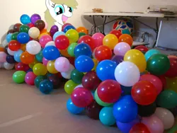 Size: 597x449 | Tagged: safe, artist:balloons504, derpibooru import, oc, oc:balloons, unofficial characters only, pony, unicorn, balloon, female, happy, image, irl, jpeg, mare, open mouth, photo, ponies in real life