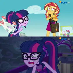 Size: 2289x2289 | Tagged: safe, derpibooru import, sci-twi, sunset shimmer, twilight sparkle, equestria girls, equestria girls series, forgotten friendship, spring breakdown, spoiler:eqg series (season 2), angry, image, jpeg, rage, ragelight sparkle