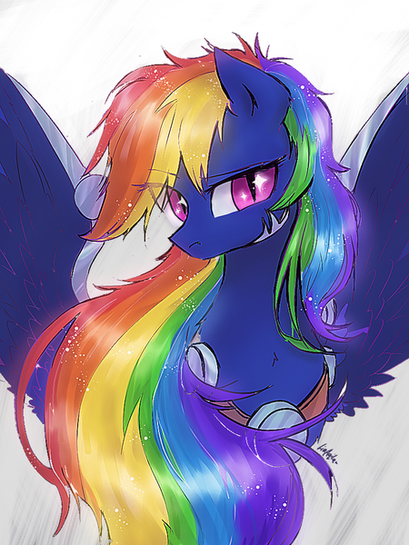 Size: 768x1024 | Tagged: safe, artist:liaaqila, derpibooru import, rainbow dash, digital art, image, nightmare rainbow dash, nightmarified, png