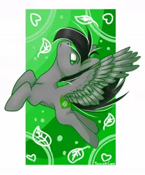 Size: 860x1032 | Tagged: safe, artist:yukkikochan, derpibooru import, oc, oc:dante fly, undead, vampire, flying, green background, green eyes, half bat pony, image, jpeg, simple background