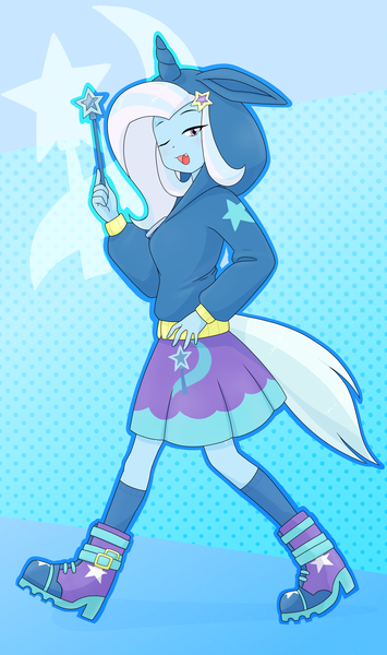 Size: 2400x4060 | Tagged: safe, artist:batipin, derpibooru import, trixie, equestria girls, clothes, cute, cute little fangs, fangs, hoodie, image, open mouth, png