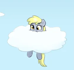 Size: 801x756 | Tagged: safe, artist:heretichesh, derpibooru import, derpy hooves, pegasus, pony, cloud, female, filly, filly derpy, foal, happy, image, png, sky, solo, stuck, young derpy hooves, younger