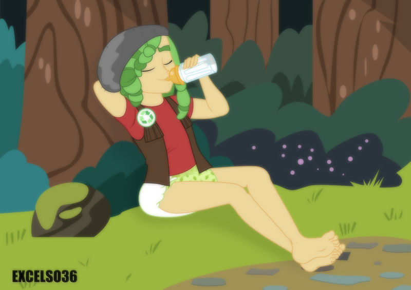 Size: 935x661 | Tagged: suggestive, artist:excelso36, derpibooru import, sandalwood, human, equestria girls, abdl, baby bottle, barefoot, chillaxing, clean diaper, diaper, diaper fetish, diapered, everfree forest, eyes closed, feet, fetish, forest, image, jpeg, male, male feet, non-baby in diaper, relaxing, tree