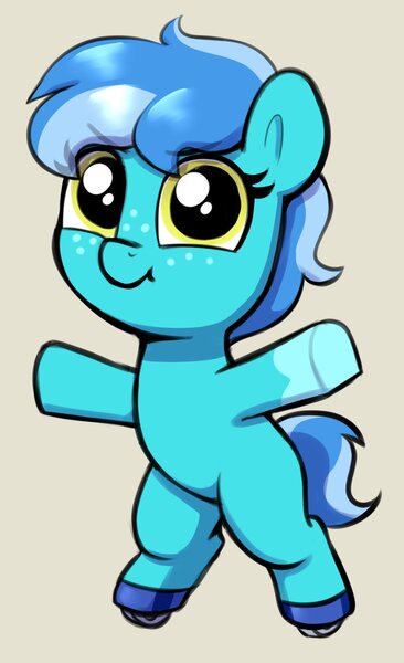 Size: 1024x1680 | Tagged: safe, artist:heretichesh, derpibooru import, oc, earth pony, pony, bipedal, cute, female, filly, foal, image, jpeg, looking at you, ocbetes, roller skates, smiling, smiling at you, smol, solo, traditional art, underhoof