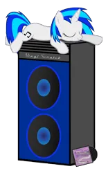 Size: 5000x8000 | Tagged: safe, artist:sirhcx, derpibooru import, vinyl scratch, pony, unicorn, bow (instrument), cd, cute, eyes closed, female, horn, image, implied octavia, lying down, mare, music notes, png, prone, simple background, sleeping, smiling, soundtrack, speaker, text, transparent background, vinylbetes