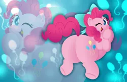 Size: 1199x776 | Tagged: safe, artist:aleximusprime, derpibooru import, pinkie pie, earth pony, pony, flurry heart's story, balloonbutt, bow, butt, fat, female, hair bow, image, jpeg, lineless, looking at you, looking back, looking back at you, mare, older, older pinkie pie, one eye closed, open mouth, plot, pudgy pie, rear view, smiling, solo, wink, winking at you