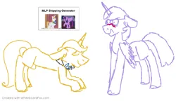 Size: 850x491 | Tagged: safe, artist:fuckomcfuck, derpibooru import, prince blueblood, twilight sparkle, twilight sparkle (alicorn), alicorn, pony, unicorn, blushing, bowing, bowtie, derpibooru exclusive, female, image, male, one sided shipping, png, royalty, shipping, simple background, straight, twiblood, white background, whiteboard fox