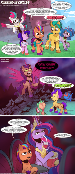 Size: 1400x3259 | Tagged: safe, artist:saturdaymorningproj, derpibooru import, hitch trailblazer, izzy moonbow, pipp petals, princess twilight 2.0, sunny starscout, twilight sparkle, twilight sparkle (alicorn), zipp storm, oc, alicorn, earth pony, pegasus, pony, unicorn, the last problem, dark twilight, darkscout, g5, image, mane five (g5), older, older twilight, png, sunny and her heroine