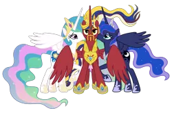 Size: 4321x2902 | Tagged: source needed, safe, anonymous artist, derpibooru import, princess celestia, princess luna, oc, oc:king equus, alicorn, pony, alicorn oc, beard, bedroom eyes, brother, brother and sister, canon x oc, crown, cute, cutelestia, cutie mark, ethereal mane, ethereal tail, eye scar, eyebrows, eyelashes, eyes open, facial hair, family, female, happy, high res, horn, hug, image, implied fausticorn, jewelry, king, kiss on the cheek, kissing, looking at you, lunabetes, male, mare, moon, moustache, png, raised hoof, regalia, royal sisters, royalty, scar, siblings, simple background, sister, sisters, smiling, spread wings, stallion, sun, tail, transparent background, wall of tags, white background, winghug, wings