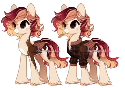 Size: 1280x900 | Tagged: safe, artist:dammmnation, derpibooru import, oc, unofficial characters only, pegasus, pony, clothes, colored wings, duo, female, flower, flower in hair, image, mare, pegasus oc, png, simple background, transparent background, two toned wings, unshorn fetlocks, wings