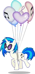 Size: 3000x6291 | Tagged: safe, artist:gdpg, derpibooru import, vinyl scratch, pony, unicorn, balloon, female, floating, heart, heart balloon, image, mare, music notes, png, simple background, smiling, solo, sunglasses, transparent background, vector