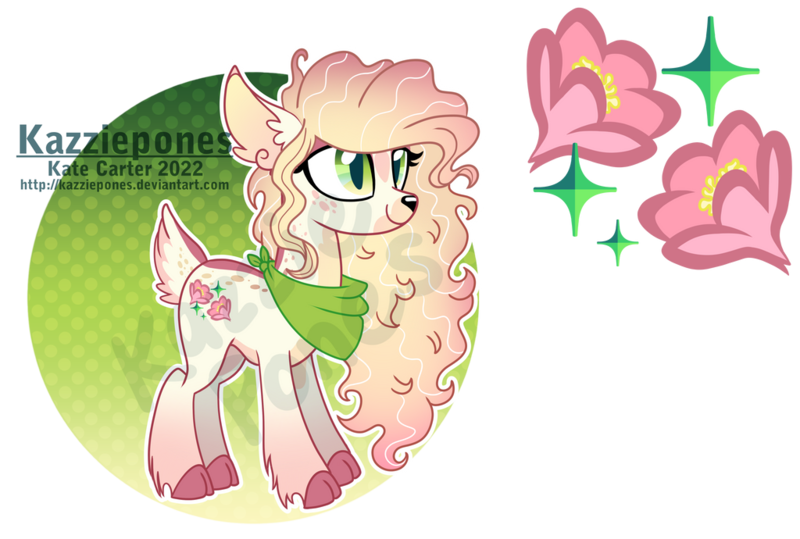 Size: 1024x690 | Tagged: safe, artist:kazziepones, derpibooru import, oc, oc:blossom bloom, deer, deer pony, original species, female, image, png, solo