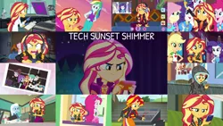 Size: 1974x1111 | Tagged: safe, derpibooru import, edit, edited screencap, editor:quoterific, screencap, applejack, fluttershy, pinkie pie, rainbow dash, rarity, sunset shimmer, trixie, a fine line, eqg summertime shorts, equestria girls, equestria girls series, festival filters, festival looks, forgotten friendship, game stream, holidays unwrapped, how to backstage, monday blues, rainbow rocks, text support, the last drop, the science of magic, wake up!, spoiler:eqg series (season 2), dashing through the mall, humane five, image, png