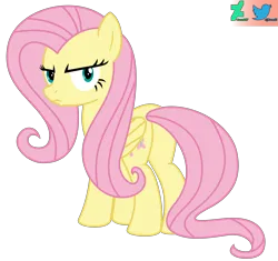 Size: 15000x14111 | Tagged: safe, artist:kuren247, derpibooru import, fluttershy, pegasus, pony, angry, female, frown, glare, image, looking back, png, rear view, scowl, simple background, solo, solo female, transparent background, vector, watermark