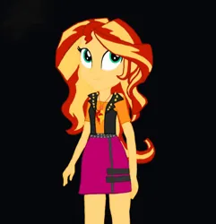 Size: 720x748 | Tagged: safe, artist:sunriseshimmer1275, derpibooru import, sunset shimmer, equestria girls, black background, cute, female, geode of empathy, image, jpeg, looking up, magical geodes, shimmerbetes, simple background, solo, solo female