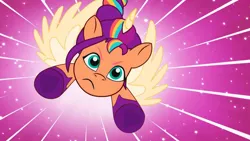 Size: 3410x1920 | Tagged: safe, derpibooru import, screencap, sunny starscout, alicorn, pony, my little pony: a new generation, my little pony: tell your tale, spoiler:g5, spoiler:my little pony: tell your tale, spoiler:tyts01e24, female, flying, g5, high res, image, jpeg, mare, race swap, solo, spread wings, starscout code, sunnycorn, wings, youtube link