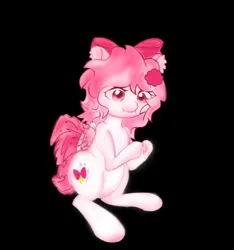 Size: 781x833 | Tagged: safe, artist:kirinstarlight, derpibooru import, oc, oc:bubble cloud, unofficial characters only, pegasus, pony, black background, female, flower, flower in hair, image, jpeg, mare, pegasus oc, simple background, solo, wings