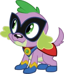 Size: 646x738 | Tagged: safe, artist:pascalmulokozi2, derpibooru import, humdrum, spike, spike the regular dog, dog, equestria girls, movie magic, spoiler:eqg specials, cape, clothes, image, male, png, power ponies, simple background, solo, transparent background