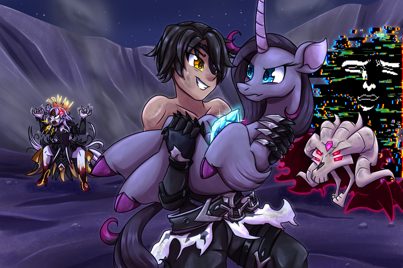 Size: 1800x1200 | Tagged: safe, artist:redahfuhrerking, derpibooru import, fhtng th§ ¿nsp§kbl, oleander (tfh), classical hippogriff, hippogriff, human, pony, them's fightin' herds, community related, error, fanfic art, glitch, image, png