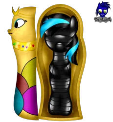 Size: 3840x4154 | Tagged: safe, artist:damlanil, derpibooru import, oc, oc:nightlight aura, pegasus, pony, bdsm, blindfold, bondage, clothes, commission, encasement, female, gag, image, latex, latex mummification, mare, mummification, mummified, mummy, png, restrained, rubber, sarcophagus, shiny, show accurate, simple background, solo, tape, tape bondage, transparent background, vector, wings, wrapping