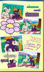 Size: 1920x3168 | Tagged: safe, artist:alexdti, derpibooru import, oc, oc:purple creativity, oc:star logic, pegasus, pony, unicorn, comic:quest for friendship, flower, image, jpeg, kissing