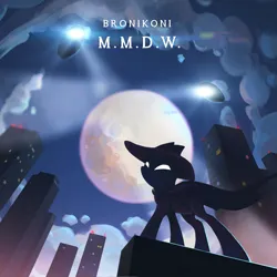 Size: 1688x1688 | Tagged: safe, artist:erinliona, derpibooru import, mare do well, pony, album cover, camera, city, full moon, image, moon, png, solo
